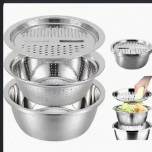 Space-saving 3-in-1 colander set